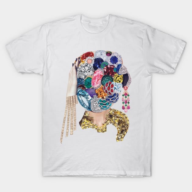 Jewel Face Portrait T-Shirt by Luca Mainini